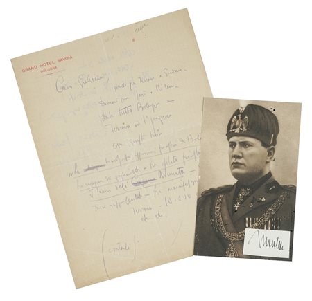 Mussolini Benito, Lettera autografa firmata, inviata da Bologna a [Sandro]...