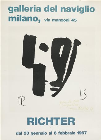 Richter Hans, Dedica autografa su manifesto della mostra Richter presso la...