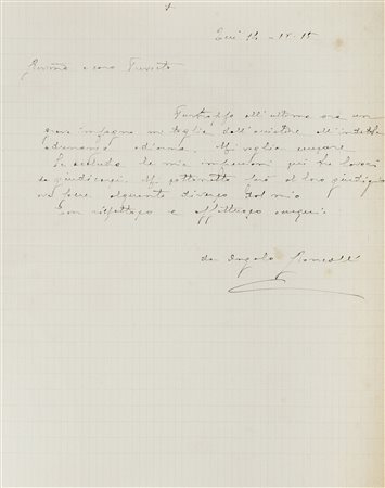 Roncalli Angelo Giuseppe - Ioannes [papa XXIII], Lettera autografa firmata...