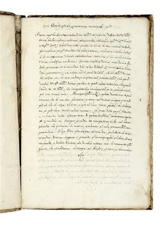 Esordij per la quarantia criminal. Non datato, ma XVIII secolo. Manoscritto a...