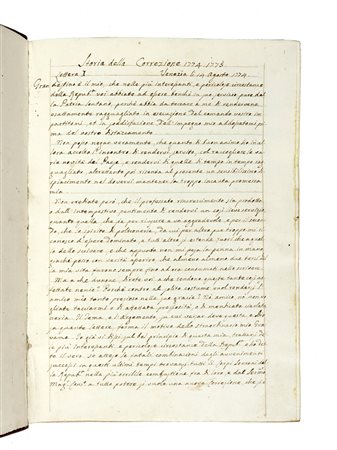 Storia della correzione. Datato 1774-1775. Manoscritto a inchiostro bruno....