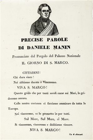 Raccolta di 4 manifesti. Daniele Manin e Venezia. [Venezia, Tipografia...