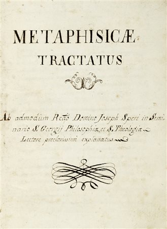 Speri Giuseppe, Metafisicae Tractatus Ab admodum Recto Domino Joseph Speri in...