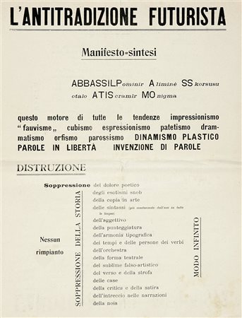 Apollinaire Guillaume, L'antitradizione futurista. Manifesto=Sintesi....