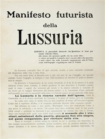 Saint-Point Valentine de, Manifesto futurista della lussuria. Milano:...