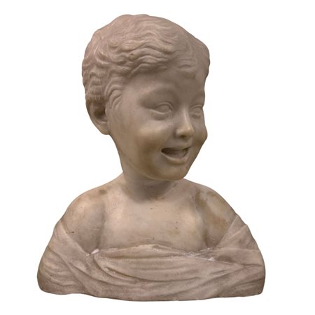 Busto in marmo bianco, periodo XIX secolo raffigurante Bambino sorridente....