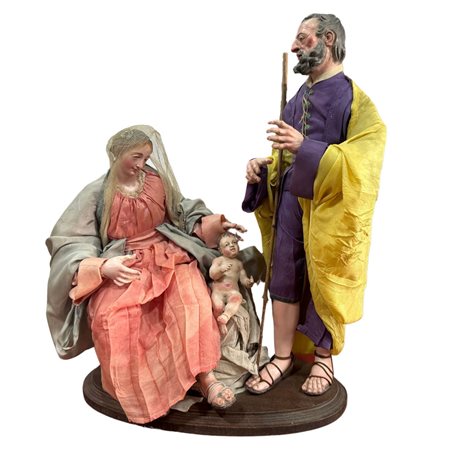 Scultura in terracotta, raffigurante Sacra Famiglia. Così composta: Mani,...