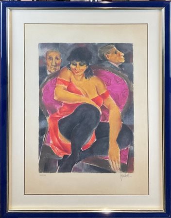 Remo Squillantini "La signora in rosso" 
litografia a colori
cm 67x47
firmata e