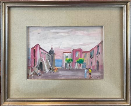 Mario Cortiello "Forio d'Ischia" 1968
olio su masonite
cm 25x35
firmato, datato