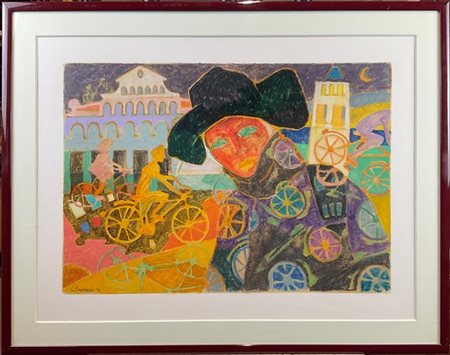 GIOVANNI MARANGHI "Giro d'Italia" 1991
olio su carta
cm 59x79
firmata e datata i