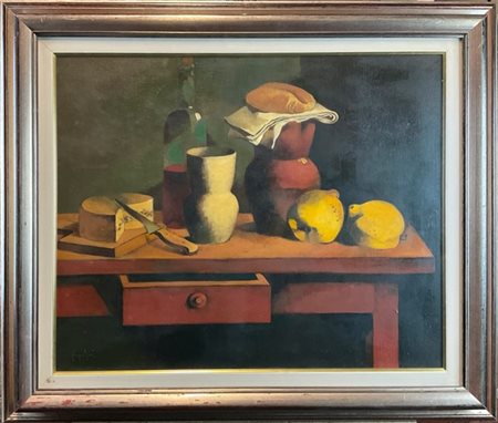 Manolo Ruiz Pipo "La table rouge" 
olio su tela
cm 54x65
firmato in basso a sini