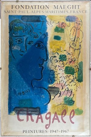 Marc Chagall "Blue profile" 1967
poster litografico edito in occasione della mos