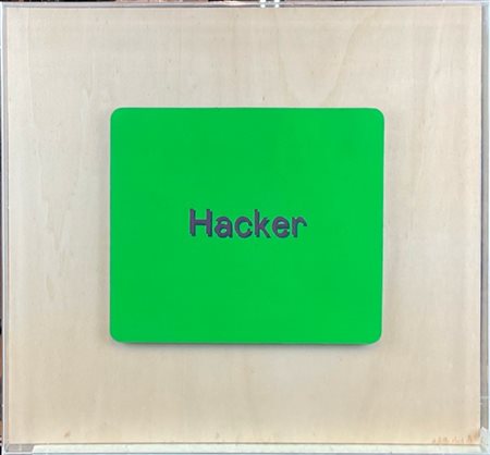 Fausto Bertasa "Hacker (Pad)" 1999
tecnica mista su pannello
cm 28x32
firmato e