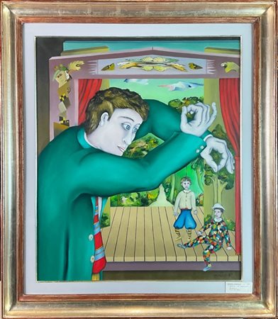 Gianni Andreasi "Bambino con teatrino" 1988
olio su tela
cm 70x60
firmato e data