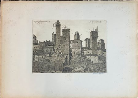 Benvenuto Disertori "Torri di San Gimignano" 1917
acquaforte e bulino
(lastra cm