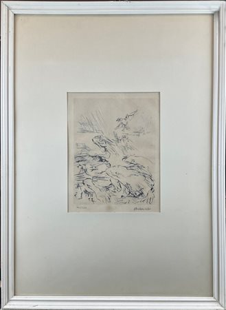 OSKAR KOKOSCHKA "Il coro delle rane" 1968
puntasecca
(lastra cm 26x20,2; foglio