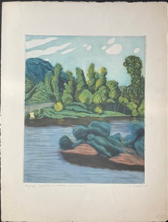 Jacques Villon - (After) Felix Vallotton "Paysage" 
acquatinta a colori
(lastra