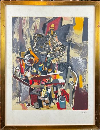 Renato Guttuso "Senza titolo" 
litografia a colori
cm 75x55
firmata e numerata 1