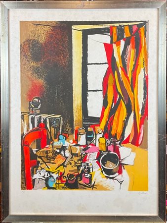 Renato Guttuso "Senza titolo" 
litografia a colori - prova d'artista
cm 75x55
fi