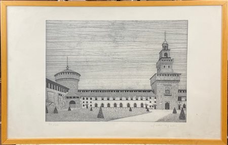 Federica Galli "Castello Sforzesco Milano" 
acquaforte
(lastra cm 30x39,5; fogli