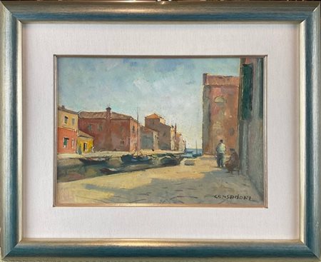 Silvio Consadori "Canale a Venezia" 
olio su cartone telato (cm 24,5x35)
firmato