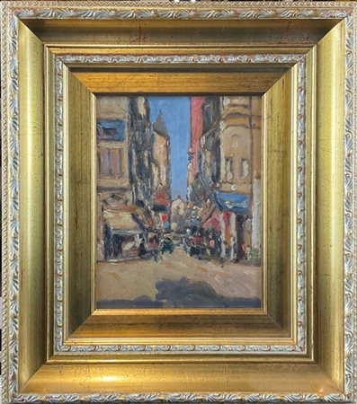 Ottone Zorlini "Via S. Bento - S. Paolo, Brasile" 
olio su cartone (cm 23,5x18,5