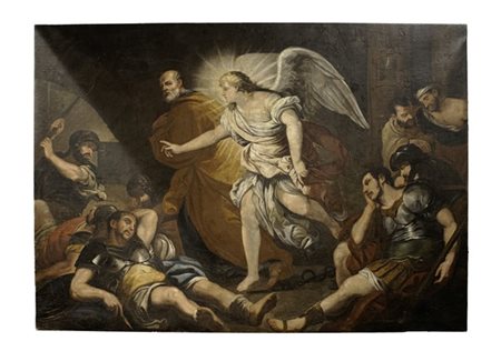 Scuola del secolo XVIII

"La liberazione di San Pietro"
olio su tela (cm 210x29