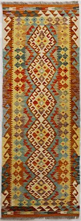 Tappeto Kilim, Turchia europea, recente manifattura. Decoro geometrico policrom