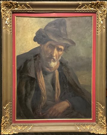 Pietro Servalli "Ritratto virile con cappello e pipa" 1947
olio su tela (cm 78x6