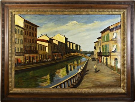 Annibale Scaroni "Il Naviglio di Milano" 1960
olio su tela (cm 70x100)
in cornic