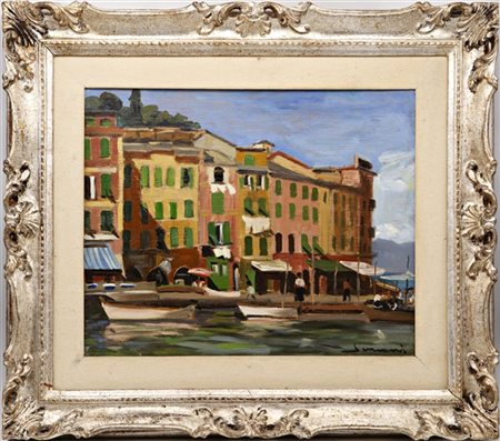 Annibale Scaroni "Portofino" 1960
olio su compensato (cm 40x50) 
al retro: titol