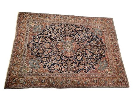 Tappeto Keshan, Persia, secolo XX. Decoro con medaglione polilobato nei toni de