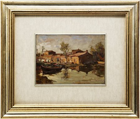 Giuseppe Mottadelli

"Case di pescatori" 
olio su cartone (cm 16x22)
firmato in