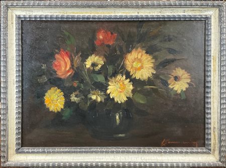 Licurgo Sommariva "Composizione con fiori" 
olio compensato (cm 47x67)
firmato i