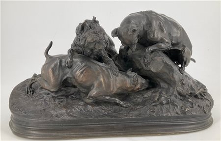 Da Pierre-Jules Mene

"Scena di caccia con cani" 
scultura in bronzo (cm 21x37)