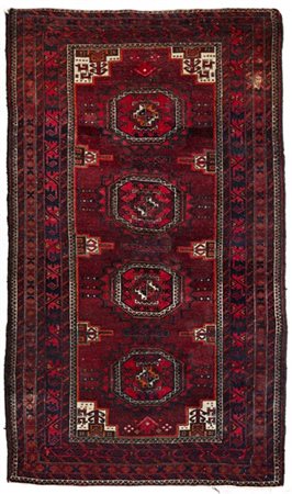 Tappeto Afghan, Turkestan occidentale, secolo XX. Decoro con 4 Memling Gül su f