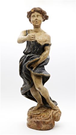 Scultore del secolo XVIII, Figura reggicero, legno intagliato e laccato (h cm 7