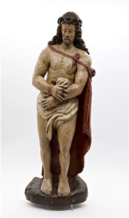 Scultore del secolo XVIII, Cristo alla colonna, legno intagliato e laccato in p