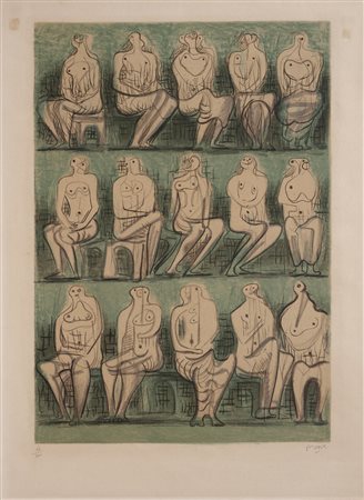 MOORE HENRY (1898 - 1986) - SEATED FIGURES, 1957.