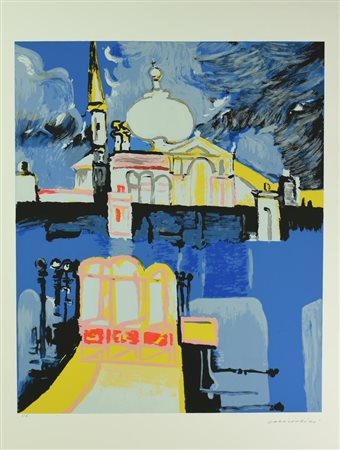 Remo Brindisi VENEZIA, CHIESA DELLA SALUTE serigrafia su carta, cm 70x50; es....