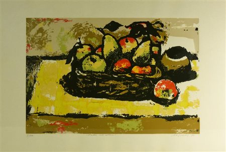 Cesare Aliverti FRUTTA NEL CESTINO, 1976 serigrafia su carta, cm 50x70; es....