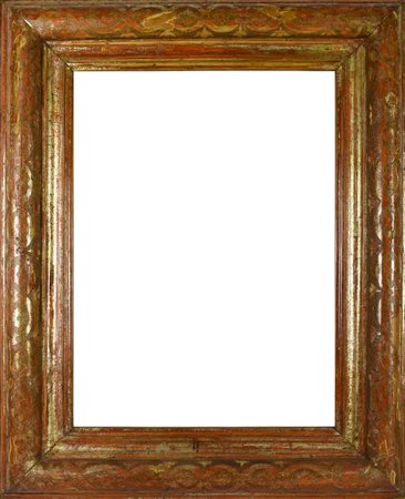 CORNICE in legno decorato, luce cm 72x52, cm tot 99x78 danni