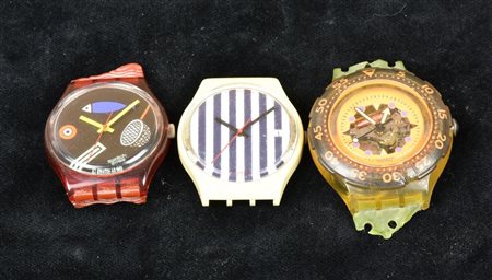 LOTTO DI TRE OROLOGI SWATCH anni '90 senza cinturini Mancanze