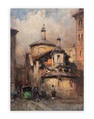 CIRANO CASTELFRANCHI (1912-1973) - Vecchia Milano. La Chiesa di S. Satiro e via Falcone