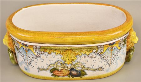 A firma Calonaci VASO IN MAIOLICA decorato con motivi vegetali cm 16x37x20...