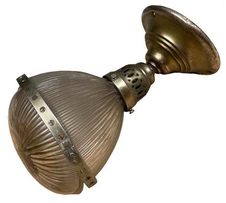 LAMPADARIO in vetro e metallo cm 30 diam 20 Difetti e rotture