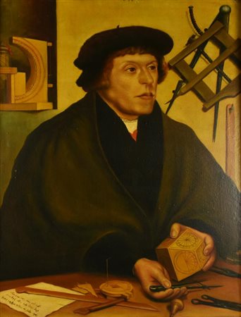 Da Hans Holbein Il Giovane RITRATTO DI NIKOLAUS KRATZER stampa dall'antico su...