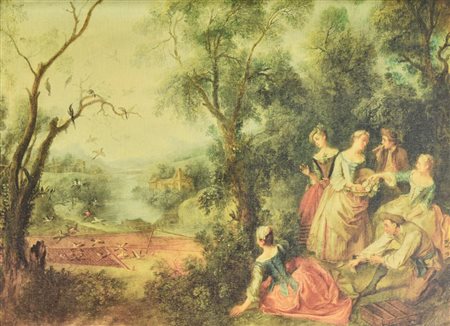 Lancret Nicolas PRIMAVERA riproduzione fotografica su cartone telato, cm 36x49