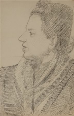 BORTOLOTTI TIMO Darfo (BS) 1884 Ritratto di donna Disegno a matita...