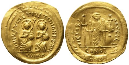 Justin I and Justinian I (4 April – 1 August 527), Solidus; AV (4,26 g; 22 mm)